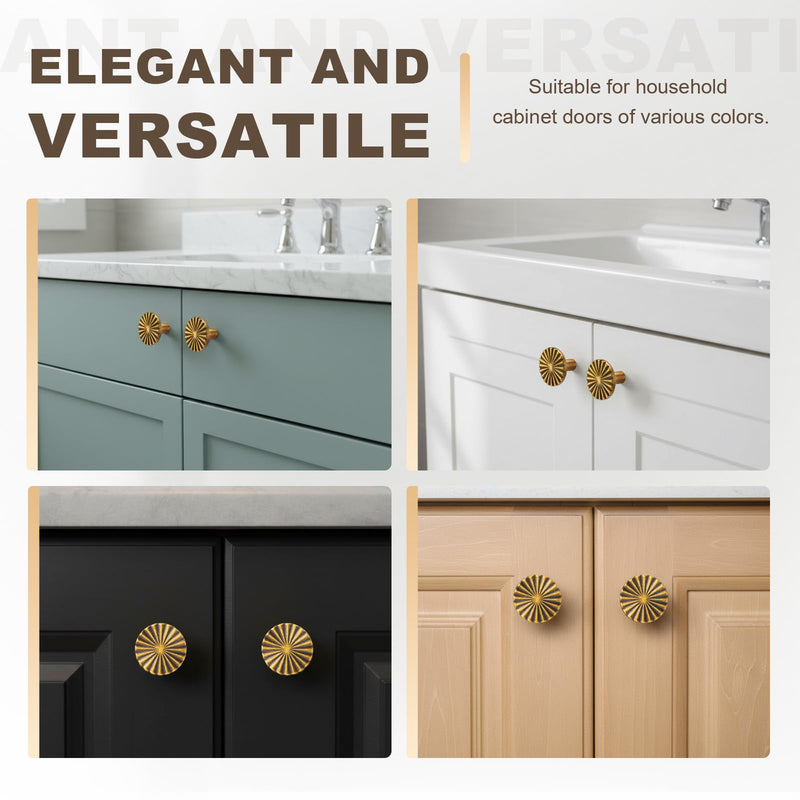 20 Pack Antique Brass Cabinet Knobs, Vintage Drawer Knobs Dresser Pulls Zinc Alloy Flat Kitchen Hardware Handles with Screws for Home Bathroom Cupboard Closet Wardrobe, 1.18" Diameter 20
