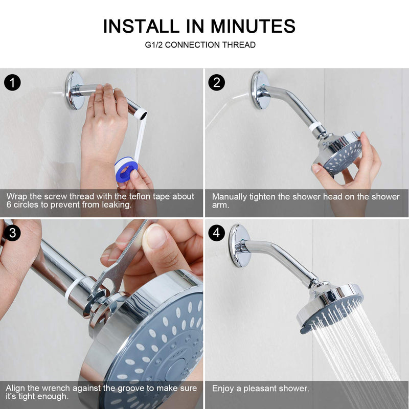 HOPOPRO 5-Mode High Pressure Shower Head - The Washington Post, NBC News, Today TV Show Recommended - High Flow Fixed Showerheads (4 Inch Brushed Nickel) 4 Inch Modern