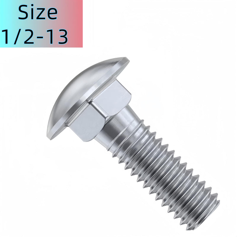 1/2"-13 X 1-1/2"(10pc) Stainless Carriage Bolt, 18-8 Stainless Steel Full Thread Coverage,Carriage Bolt,by SANTIE 1/2"-13 X 1-1/2"(10pc)