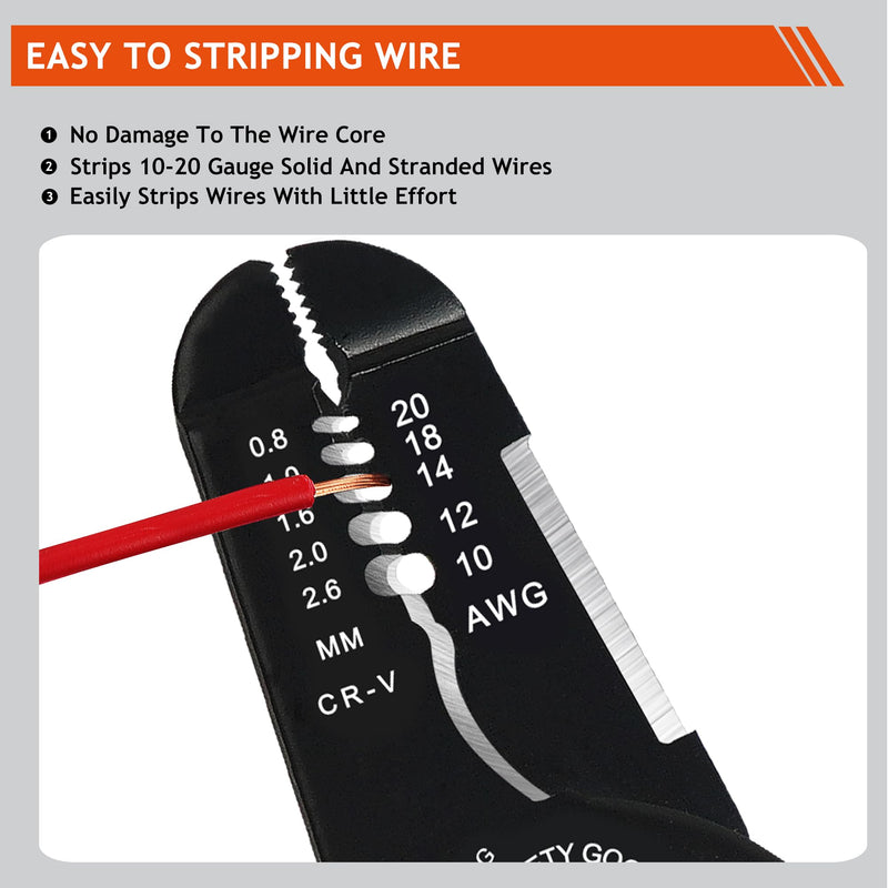 5-In-1 Wire Stripper Tool, 3rd Generation Wire Strippers for 10-20 AWG Electric Wire, 7IN Multifunctional Electrician Cable Stripper for Stripping, Cutting, Crimping, Sharpening, Clamping