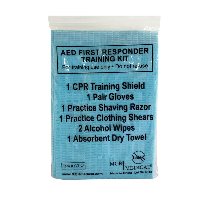 MCR Medical Pack of 10 Deluxe AED First Responder Training Kit with Simulated Razor, Scissors, & More