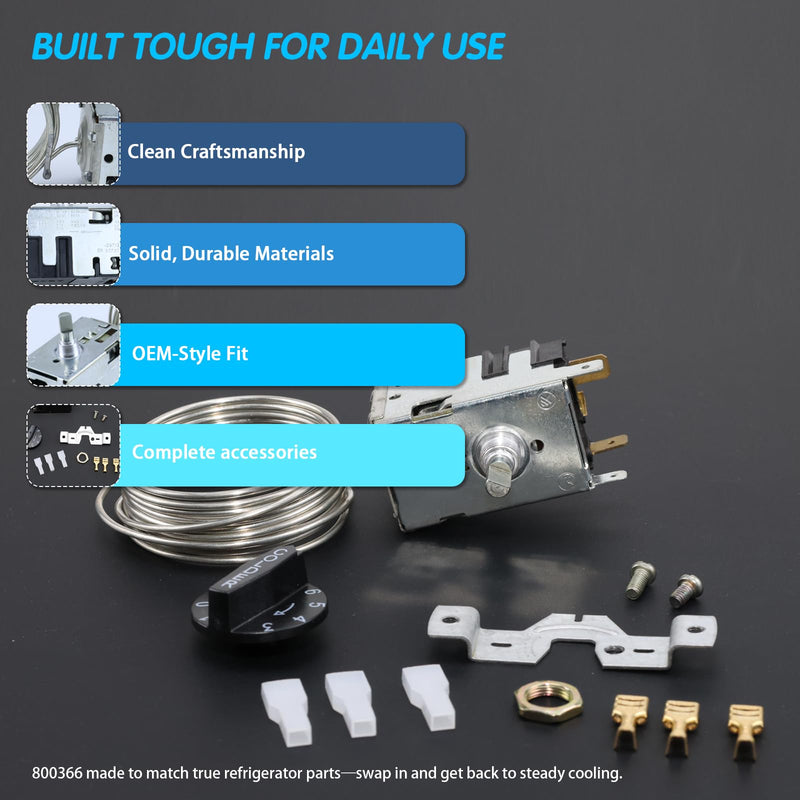 800366 077B6806 077B7172 988282 Refrigeration Temperature Control Kit | For True commercial refrigeration equipment; replacement temperature control thermostat.