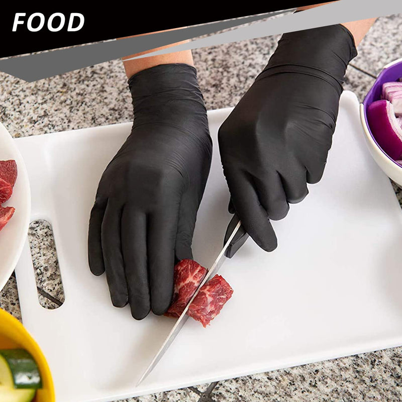 PROMEDIX P Nitrile Gloves, 4mil-100 Count, Gloves Disposable Latex Free, Disposable Gloves for Cooking,Household,Food safe Medium (Pack of 100) Black Box of 100