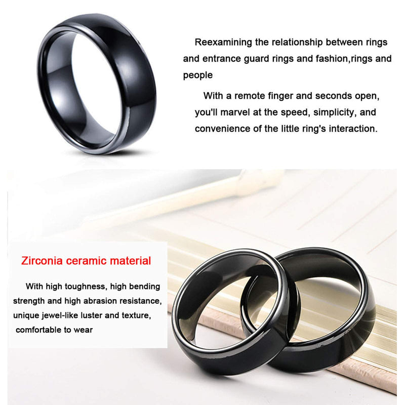 T5577 chip RFID Black Ceramics Smart Finger rewrite Ring ID Wear for Men or Women (Programmed 125khz-12#) Programmed 125khz-12#