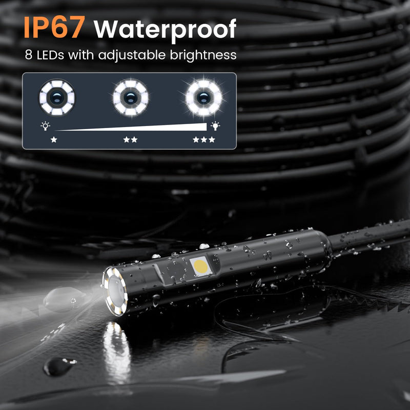 Endoscope Camera with Light: Borescope Inspection Camera - Dual Lens Industrial Endoscope Camera - 1080P HD Flexible Waterproof Bore Scope for Plumbing Automotive Sewer Orange