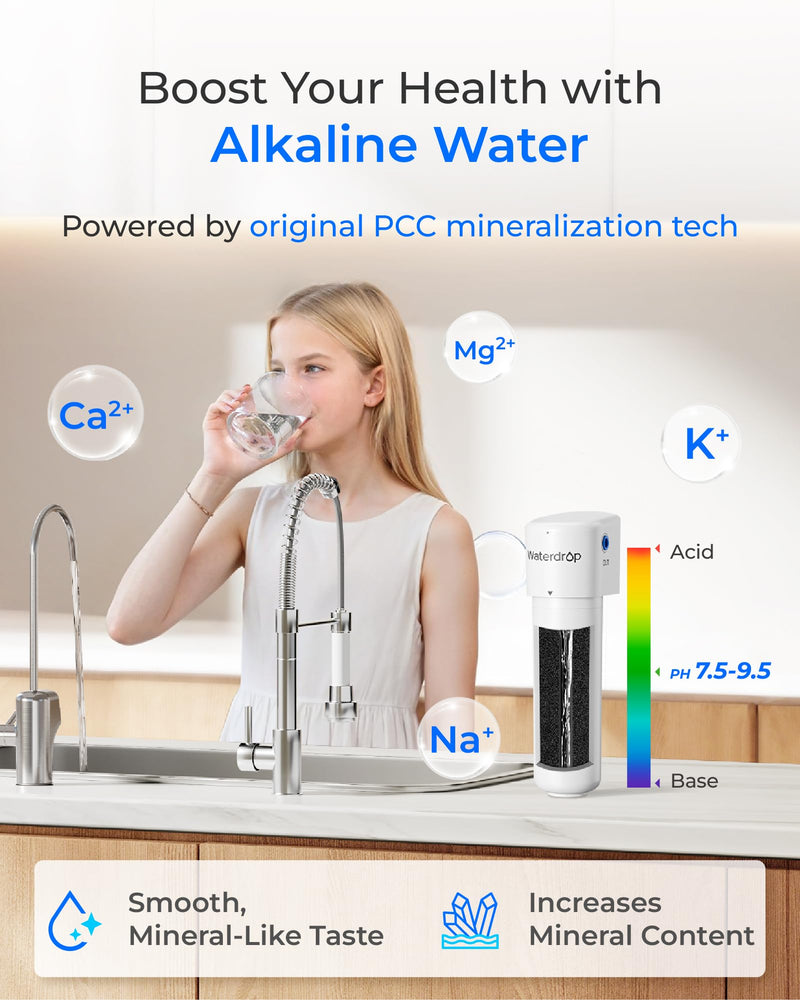 Waterdrop ALK16 Alkaline Water Filter System for Sink, Mineralizing Water