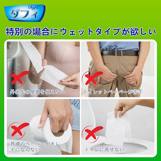 DAFI Flushable Wet Wipes for Adults, 80 Sheets x 9, Flushable Toilet, Thick, Lid, Soft, Flushable, Non-Alcohol, Fragrance-free, Nursing Care - NewNest Australia