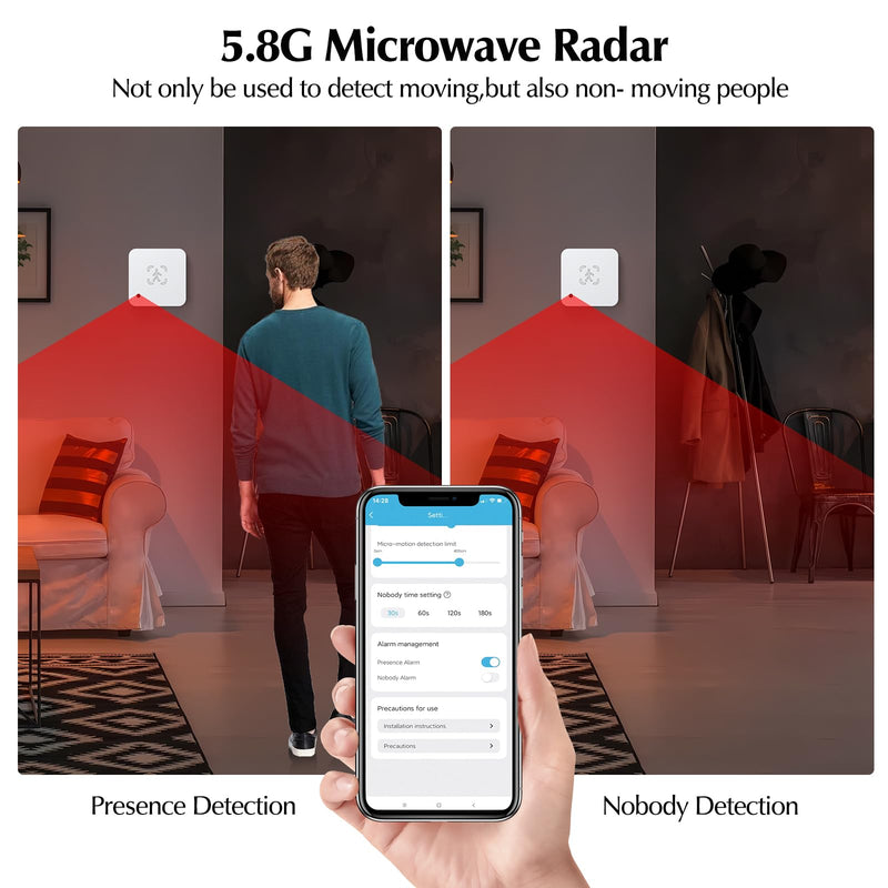 eMylo WiFi Human Presence Sensor, WiFi Millimeter Wave Radar Detection - No Hub Needed, 24/7 Smart Detection for Home & Business, Compatible with TUYA/Smart Life(2.4 GHz Wi-Fi Required) (3) 3