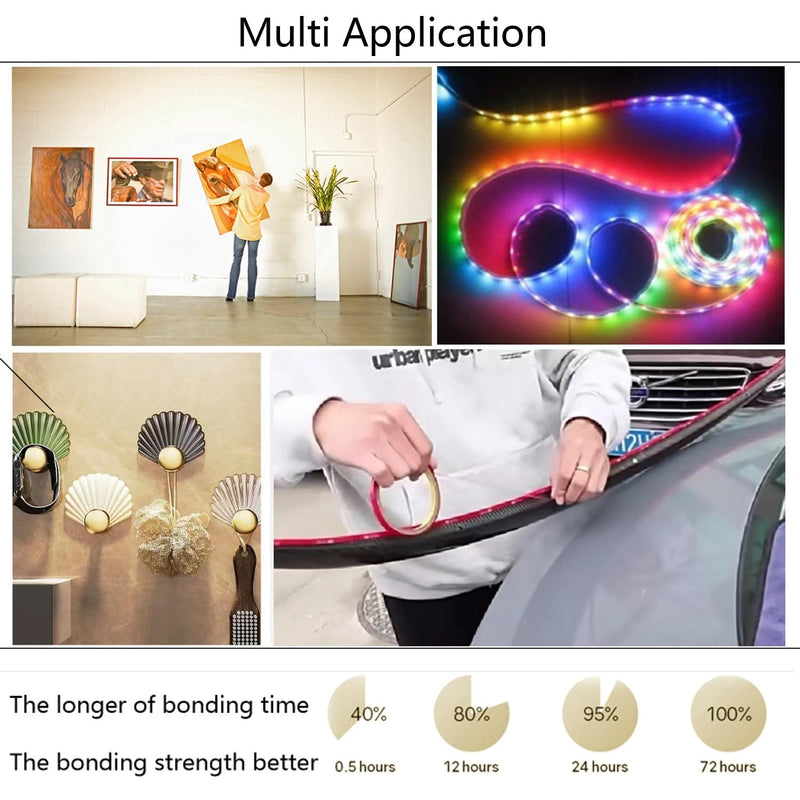 Double Sided Tape Heavy Duty, Double Sided Mounting Tape, 16.5 FT x 0.39 in,Waterproof Heavy Duty Foam Tape for LED Strip Lights, Car, Home Decor, Office Décor, Made of 3M VHB Tape