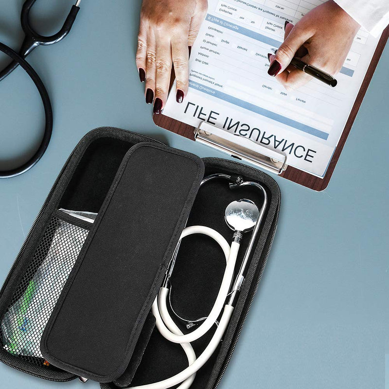ProCase Hard EVA Stethoscope Case, Shockproof EVA Travel Carrying Case Storage Bag for 3M Littmann/Omron/ADC/Dixie EMS Stethoscope, with Extra Mesh Pockets for Small Accessories Black - NewNest Australia