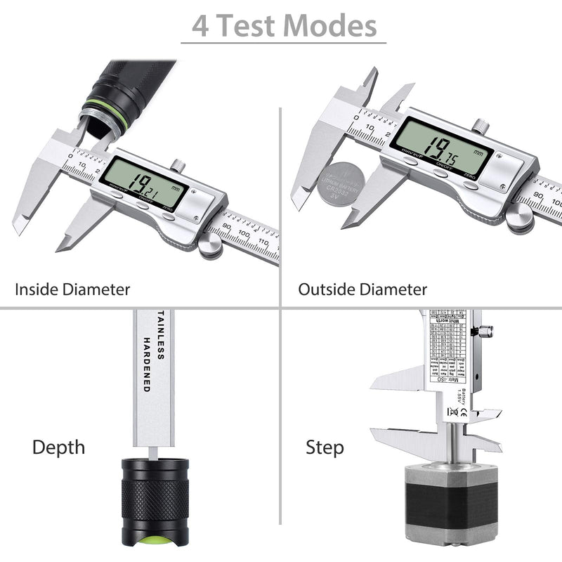 Proster Digital Vernier Caliper 6inch 150mm - Electronic Caliper Fraction/Inch/Metric Dial Caliper for Length Width Depth Inner Outer Diameter, with 32 Feeler Gauges 150 Mm/6 Inch