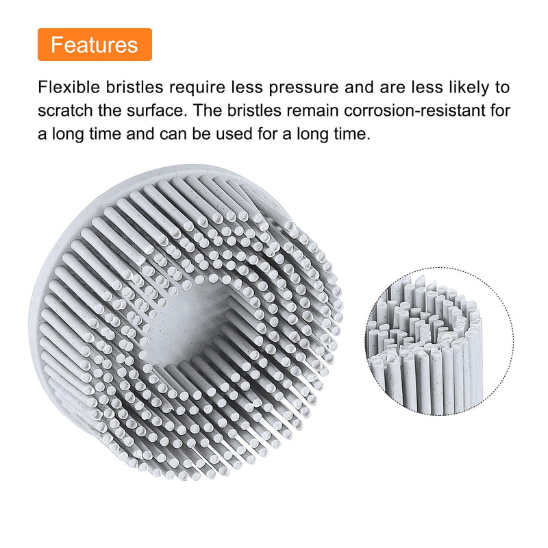 HARFINGTON Bristle Disc 2" 120 Grit R-Type Abrasive Brush Coarse Bristle Disc Deburring Electric Disc Brush Attachment Abrasive Coating Removal Disc for Metal, Gray