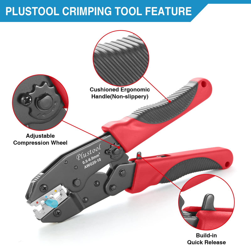 Crimping Tool for Heat Shrink Connectors AWG22-10, Ratcheting Wire Terminal Crimper - Crimping Pliers - Electrical Crimping Tool