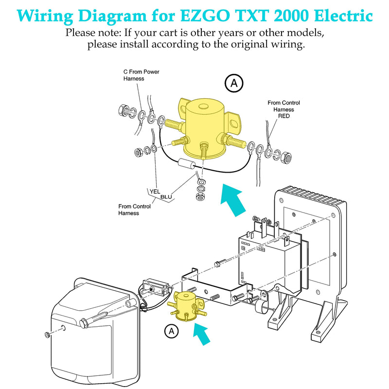 10L0L #70 Series Solenoid Relay for EZGO 36 Volt Golf Cart, 4 Terminal SPNO Continuous Duty, OEM# 11761-G1 27855-G01 27855-G02 31680-G1 27805-G02 3016