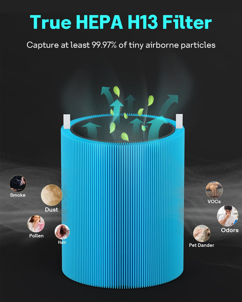 Leemone Blue Pure 411 Series AllergenBlock Filter Compatible with Blueair Blue Pure 411, 411 Auto, 411+ Air Purifier, 2 Pack