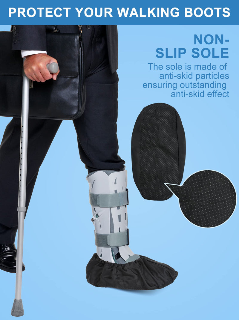 Janmercy 10 Pcs Fracture Walking Boot Cover Recovery Shoes Covers Waterproof Rain Cover for Walking Boot Brace Orthopedic Cover with Rubber Sole Reusable Boot Cover (Large) Large