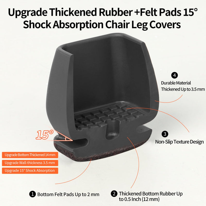 Ezprotekt 24 Pcs Black Chair Leg Floor Protectors for Hardwood Floors, Felt Furniture Pads Caps Covers, Bar Stool Floor Protectors Cups for Dining Table Desk Chair (Fit 0.83 "- 1.02", 21-26mm) Round Medium