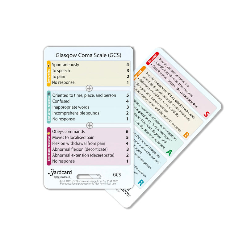 STATRef Badge Card Set: Labs, EKG, Glasgow Scale, SBAR & Ruler | Essentials for Nursing Students, RNs, and Medical Assistants 4 Card Set
