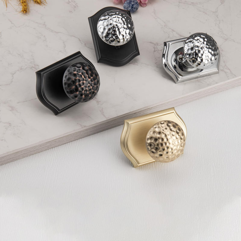 Interior Door Knobs with Camelot Trim, Satin Brass Door Knob with Lock,Door Handles for Bath & Bed Classic