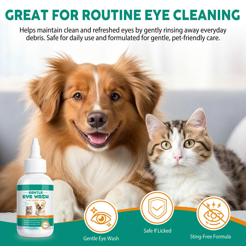 Dog Eye Drops, Eye Infection Treatment for Dogs and Cats, Soothe Infection & Allergy, Relieve Dry, Pink & Minor Irritated Eyes, Pet Tear Stain Remover & Eyes Cleaner, 100ml