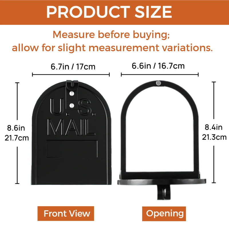 Mailbox Door Replacement 6.7" W × 8.6" H (inches), Residential Stainless Steel Mailbox Door with Rubber Screw Caps for Hand Protection, No Tools Required, Built to Last
