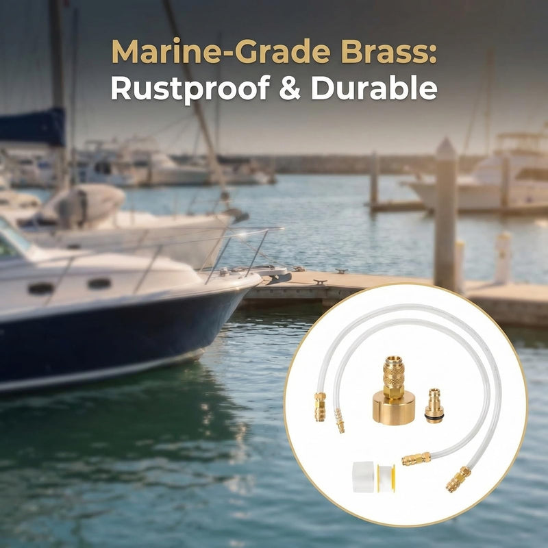 Hydraulic Steering Bleed Kit, Complete Boat Hydraulic Steering Kit with Brass Fittings for Easy Power Steering Fluid Flush, Leak-Free Bleeding Control for Marine Steering-Systems (21.6 Inches)