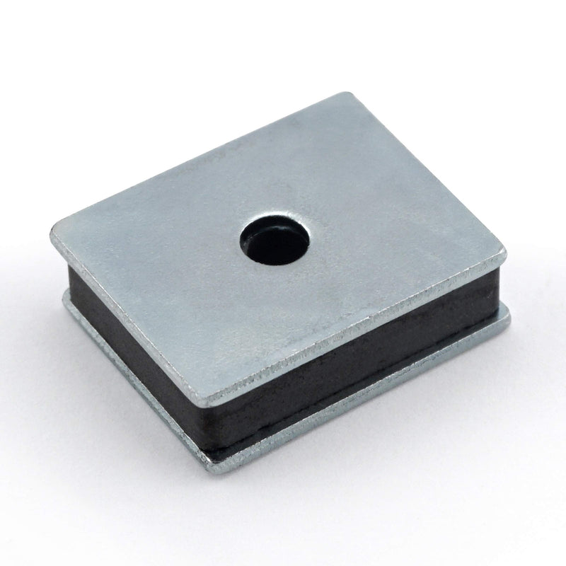 Master Magnetics Ceramic Latch Magnet Assemblies - Rectangular with Center Hole, Zinc Plated, 1" Length, 0.813" Width, 0.313" Height, 12 Pound Pull, Silver, Pack of 24, CA41LWHX24