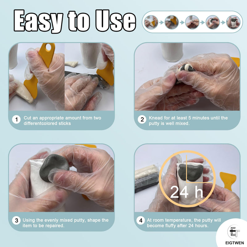 Epoxy Putty, 200g Epoxy Filler, 2 Part Epoxy Metal Putty, Plastic, Glass, Ceramic Sink Crack Repair for Fast Repair and Bonding, Heat Resistant & Waterproof (Grey) Grey - NewNest Australia
