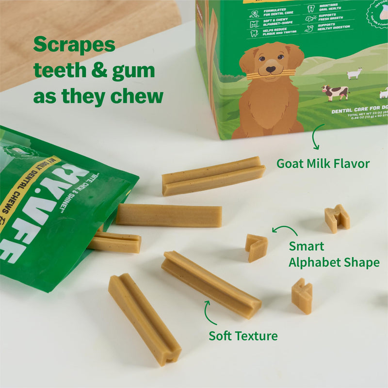 My Daily Dental Chews (50 Count) – Daily Dental & Wellness Treat for Dogs – Fresh Breath, Plaque Control, Gut + Immune Support, Skin & Coat Care – Vet-Formulated, Made in Korea, 13 g per Stick