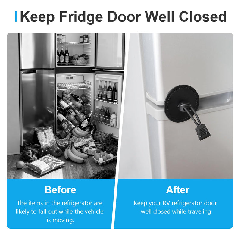 RV Refrigerator Door Latch, Black Adjustable Fridge Door Stopper