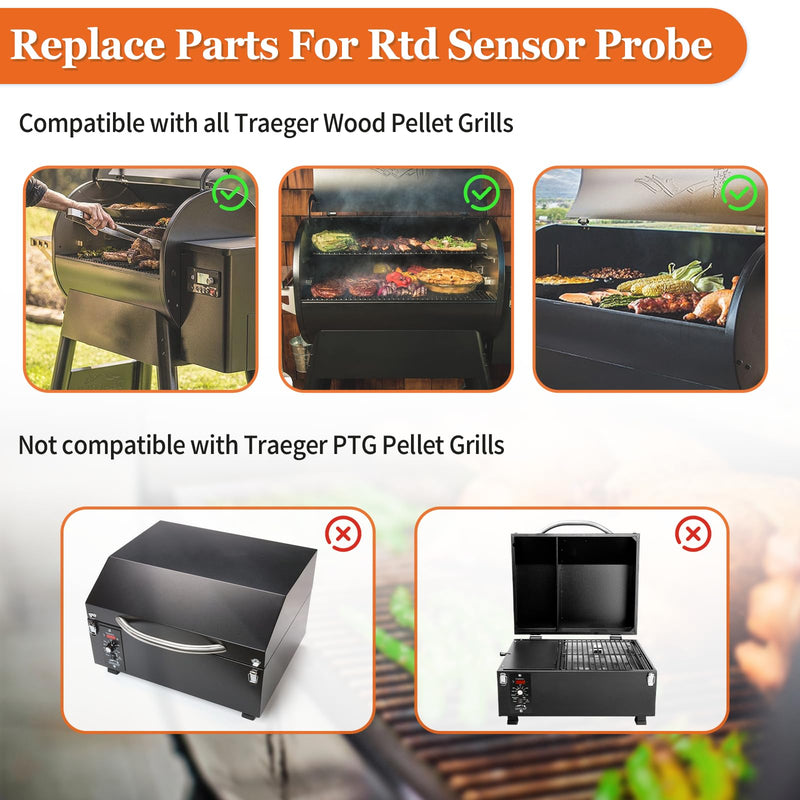 RTD Temperature Probe Sensor Grill Replacement Parts for Traeger Digital Thermostat, Digital Thermostat RTD Temperature Sensor Probe (RTD Temperature Probe Sensor Grill) RTD Temperature Probe Sensor Grill