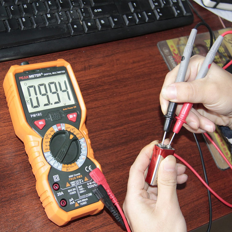 PM18C High Performance Digital Multimeter with AC/DC Voltage, Current Measurement Electrical Tester with 6000 Counts Orange Cover