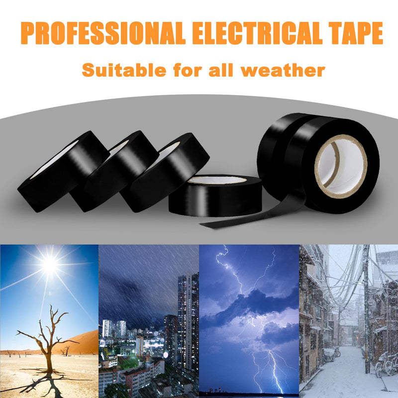 Electrical Tape Black,0.7in X 26.5ft,7mil Thick,6 Pack,Industrial Grade Electrical Tape,Multipurpose Electric Tape for Wrapping Wiring Harness,Electric Insulating 0.7in X 26.5ft 6