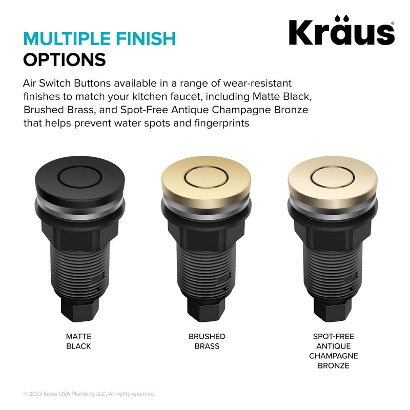 KRAUS Flat-Top Garbage Disposal Air Switch Button in Spot-Free Antique Champagne Bronze, KWDB-20SFACB - NewNest Australia