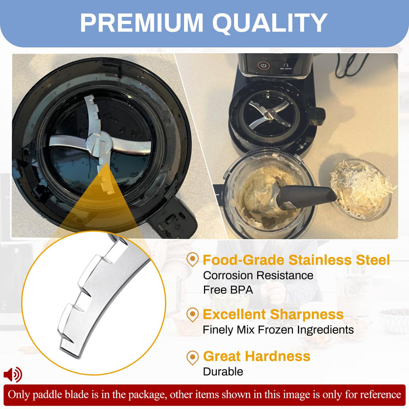NANOBABY Replacement Paddle Blade Compatible with Ninja Creami NC300 Series Ice Cream Makers, Mixing Blade Paddle Replacement for Ninja NC299AMZ NC301 CN305A CN301CO, Stainless Steel, Silver