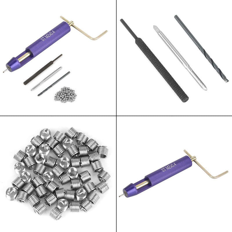50pcs M2 x 2D Thread Repair, m2 kit m2 Insert Stainless Steel Coiled Wire Helical Screw Thread Inserts Helical Insert Kit