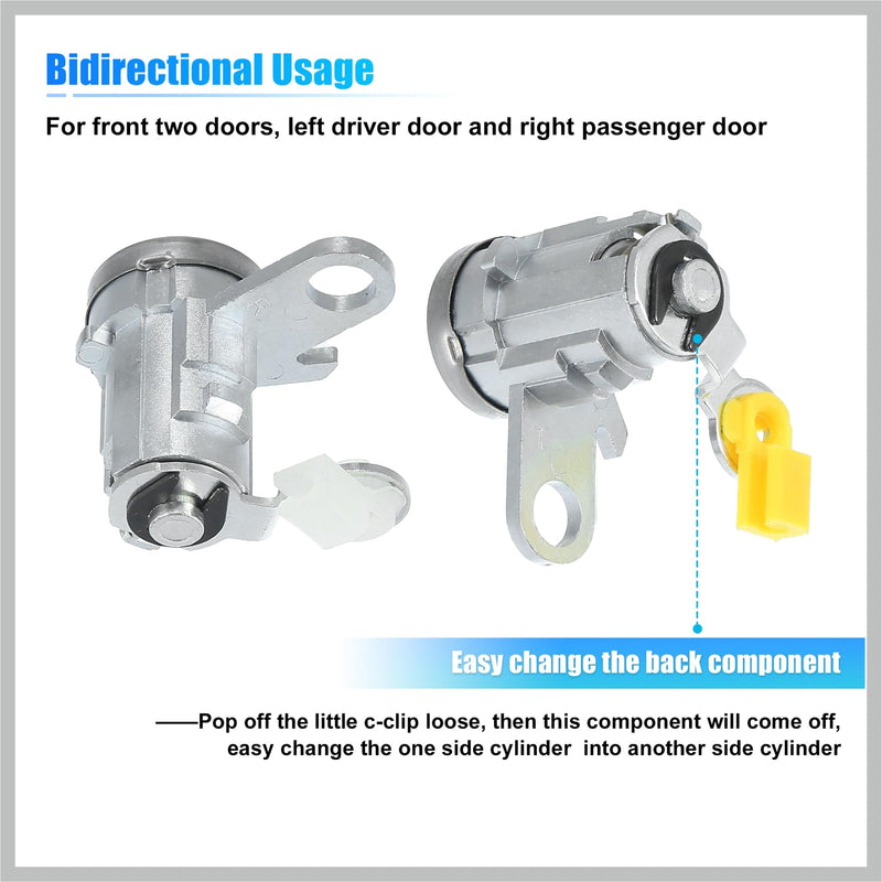 1 Pair Door Lock Cylinder Set Kit with 2 Keys for Toyota Tacoma 1995-2004 DL-107 DL108R Front Side Door Lock Set Tumbler with Key 6905135070 6905235070 LH RH Replacement Car Parts