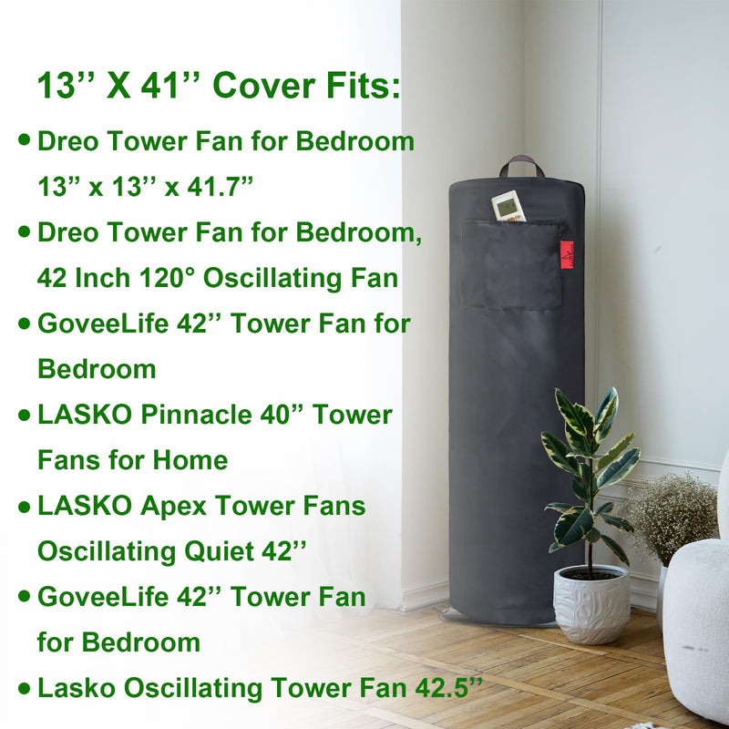 Indoor Tower Fan Cooler Cover, Fits Dreo Evaporative Air Cooler and 42 Inch Oscillating Fan, LASKO Pinnacle 40", Apex 42", Oscillating 42.5" Bladeless Standing Fan Portable Round Cover (13"D × 41"H) 13"D × 41"H