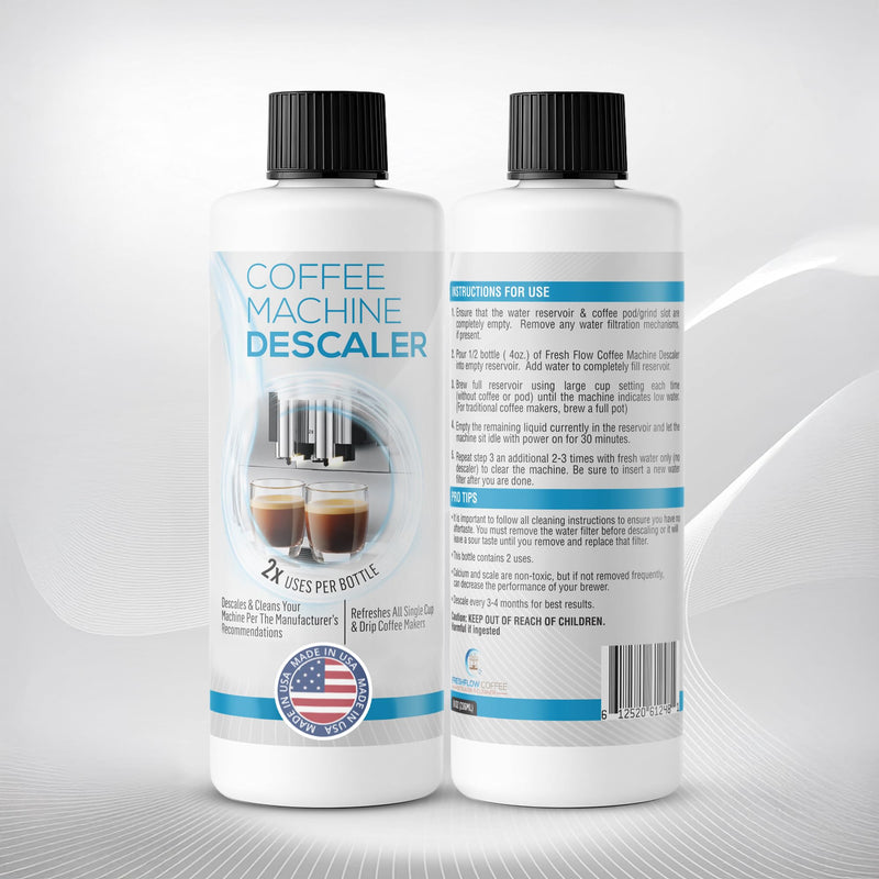 Descaling Solution for Coffee & Espresso Machines - 2 Bottle Pack (4 Uses) - Universally Compatible Descaler Cleaner for Keurig, Breville, Nespresso, Delonghi & All Single Use or Drip Machines 8 Fl Oz (Pack of 2)