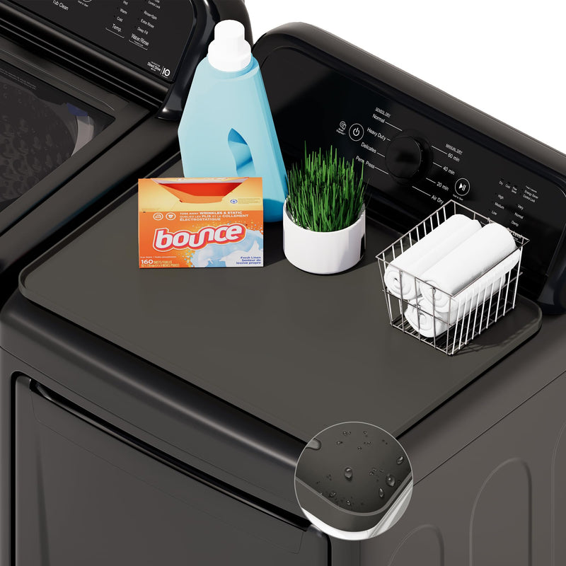 SEIRI 1pcs Washer and Dryer Covers for The Top, 26" x 18" Silicone Dryer Top Protector Mat Non-Slip Waterproof Washing Machine Cover Protector Top Load for Laundry & Kitchen (Dark Gray) Dark Gray | 26" X 18" in | 1pcs