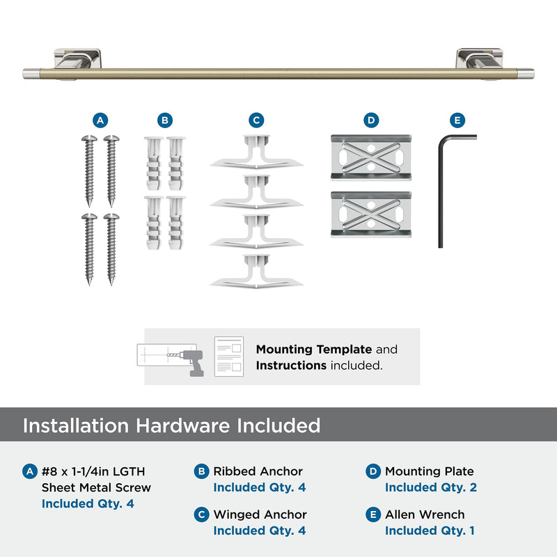 Amerock BH26615PNBBZ | Polished Nickel/Golden Champagne Towel Bar | 24 inch (610 mm) Center-to-Center Towel Rack | Esquire | Bathroom Towel Holder | Bathroom Hardware | Bath Accessories