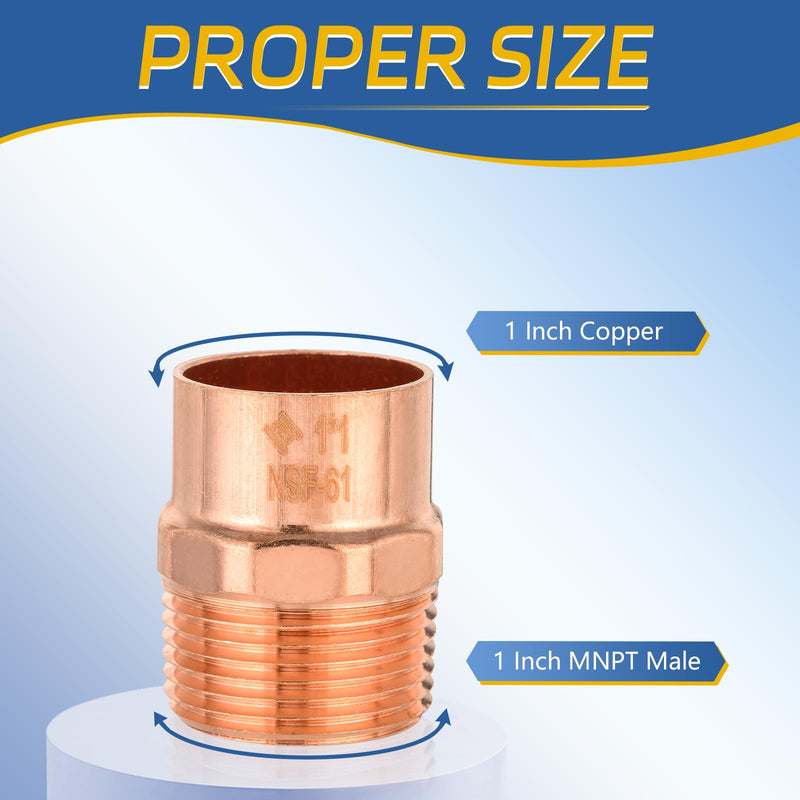 5PACK GUOFIS 1" Copper Sweat Male Adapter NPT Fitting(COPPER019-5) 5 1 Inch