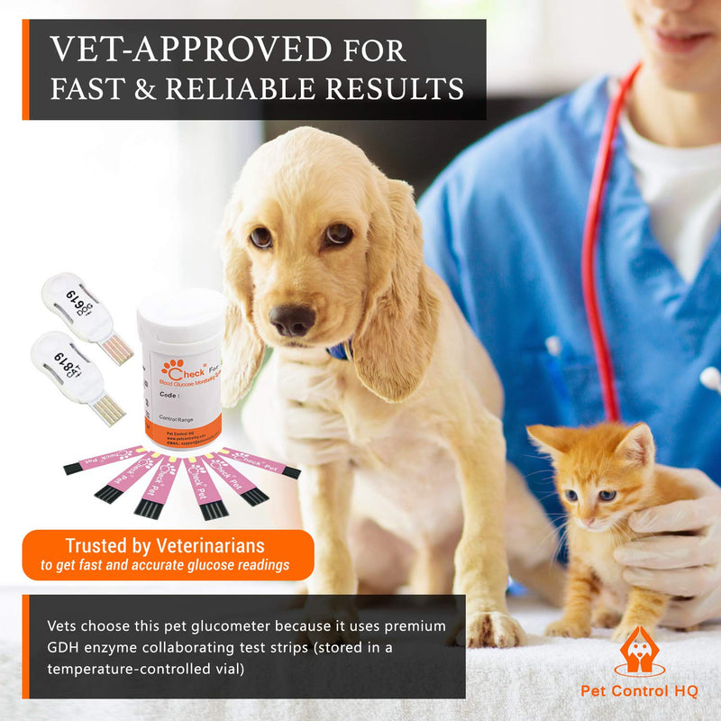 Blood Sugar Glucose Monitor System for Dogs and Cats - Pet Glucose Monitoring Kit - Accurate Diabetes Testing 2 Calibrated Code-Chips for Dog/Cat, Lancets, Logbook - Monitor + 50 Test Strips - PawsPlanet Australia