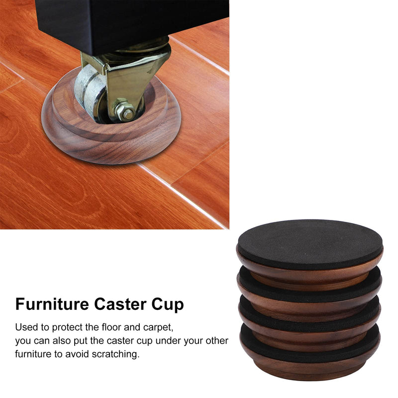 Grand Piano Caster Cups, 4 Pcs Piano Caster Pads Walnut Piano Wheels Feet Non-Slip & Anti-Noise Foam Floor Protectors Piano Casters Pad Wood Piano Caster Cups Floor Protectors for Upright Piano