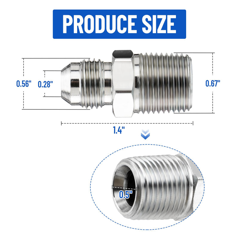 10 Pack Hydraulic Hose Adapter Fittings: 3/8" JIC 37° Male x 3/8" NPT Male Thread, Straight Tube Connectors with Protection Cover 3/8" JIC Male x 3/8" NPT Male