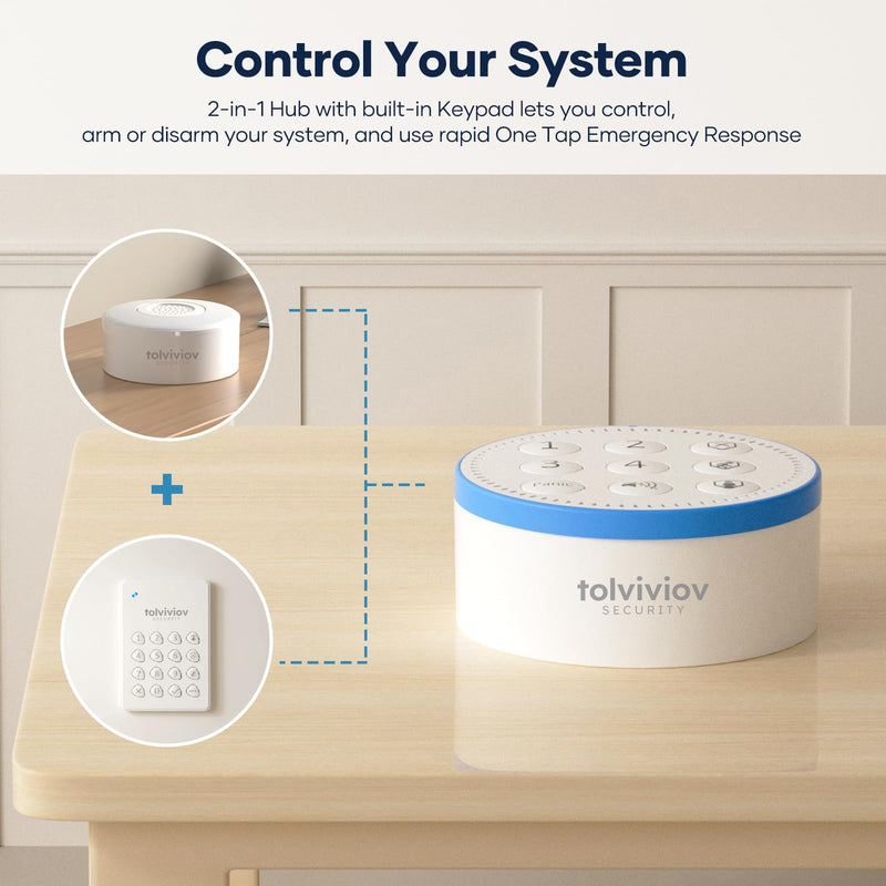 tolviviov Alarm System Wireless, DIY Door Alarm System for Home Security, Smart App Alerts, 7-Piece Kit, No Monthly fee, WiFi Alarm, Door Window Motion Sensor, for Home Security, and Kids Safety 7 pack