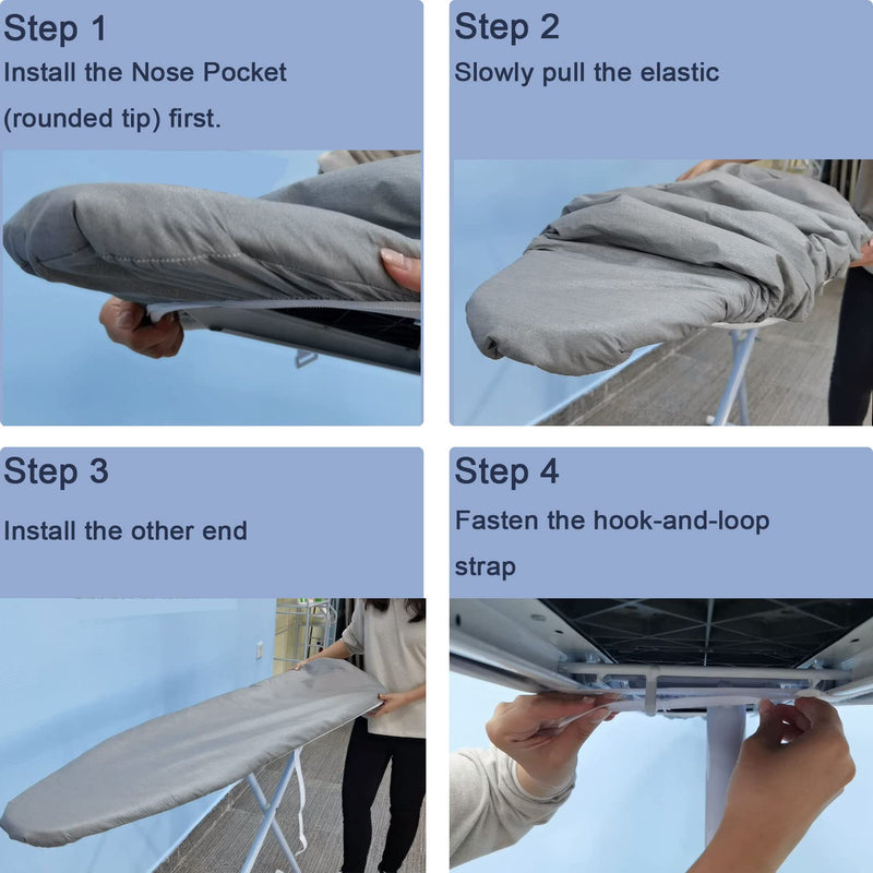 Ironing Board Cover and Pad, Standard Size 15x54, Thick Padding, Elastic Edge, Silicone Coated, Resist Scorching and Staining, Adjustable Fastener, Heavy Duty Padded Iron Board Covers (Blue) Blue 15" x 54"