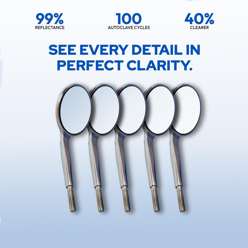 Dental Mirror (5-Pack) #4 Head Only Fog-Resistant, Autoclavable 100X, no Ghost Image, 99% reflectance (1X Magnification Cone Socket 5 Pack) 1X Magnification Cone Socket 5 Pack