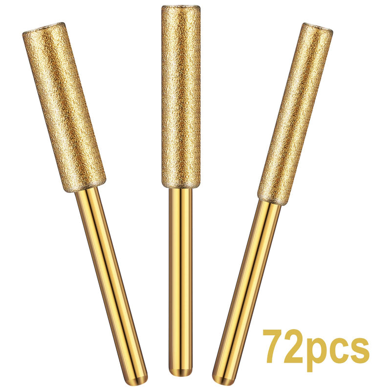72 Pcs Diamond Chainsaw Sharpener High Hardness Chainsaw Sharpener Kits Titanium Plated Sharpening Wheels Polishing Grinding Tool for Electric Gold Chain Saw Jewelry Stone, 5/32, 3/16, 7/32 Inch