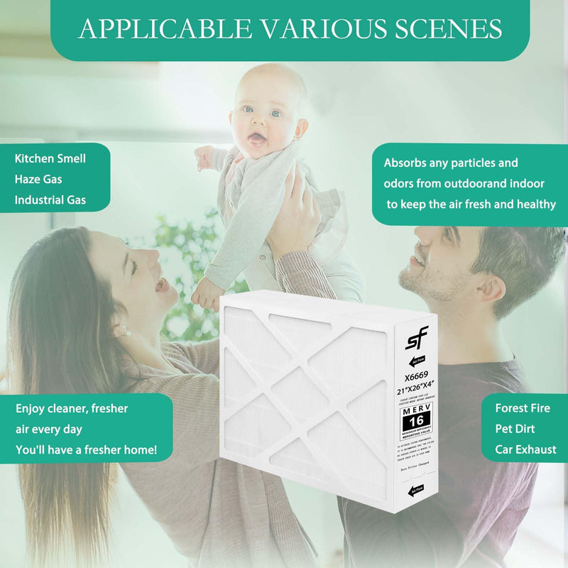 Upgraded X6669 Merv 16 Filter 21x26x4 Furnace Filter Compatible with Lennox X6669,X6667 21x26x4 Merv 16 Filter 21''x26''x4'' PCO-20C PureAir,1-Pack